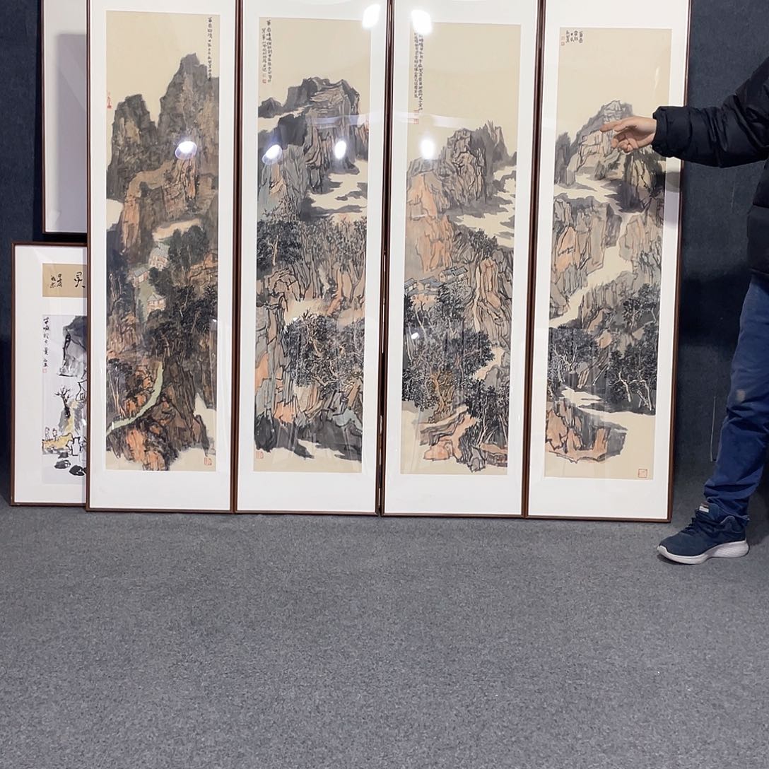 国画手绘画作品带框