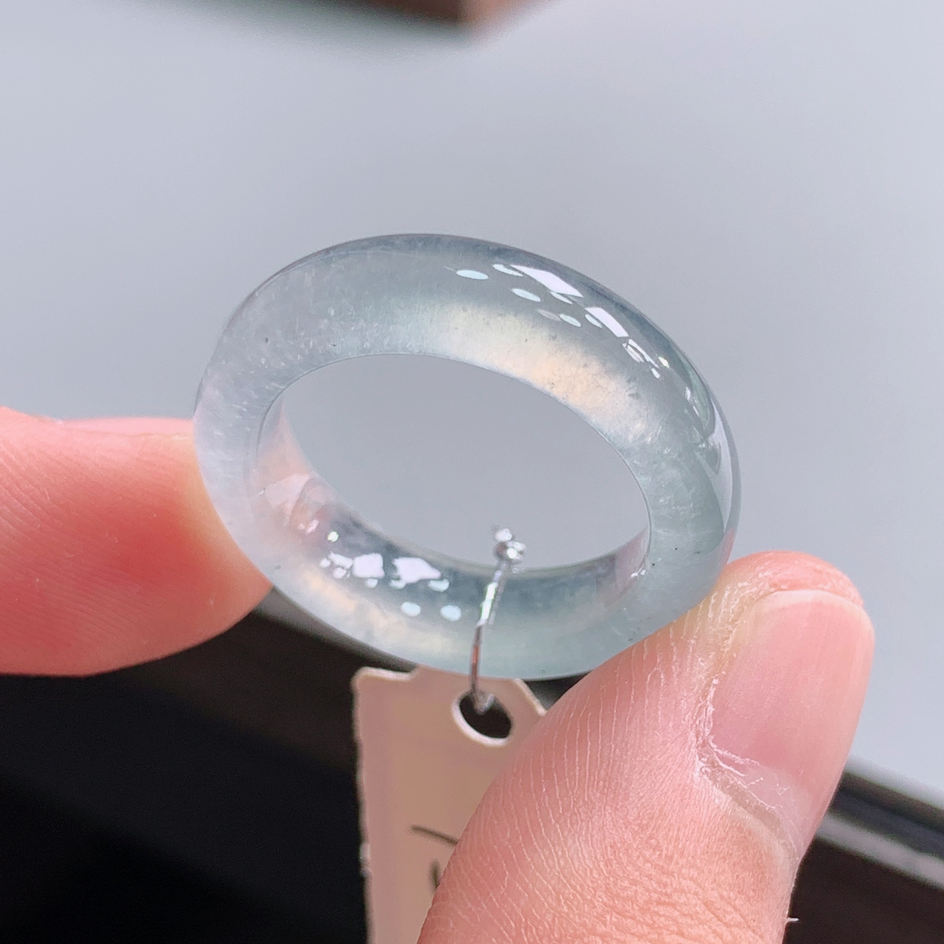 15号圈天然缅甸翡翠A货高冰翡翠戒指17.4-5.8-4.0mm