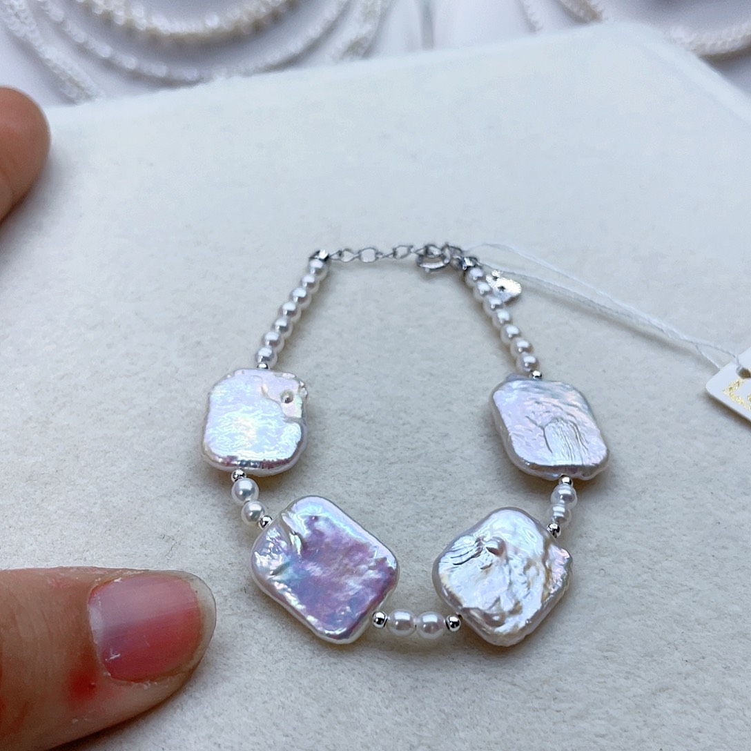 银S925镶嵌手绳淡水珍珠双****号