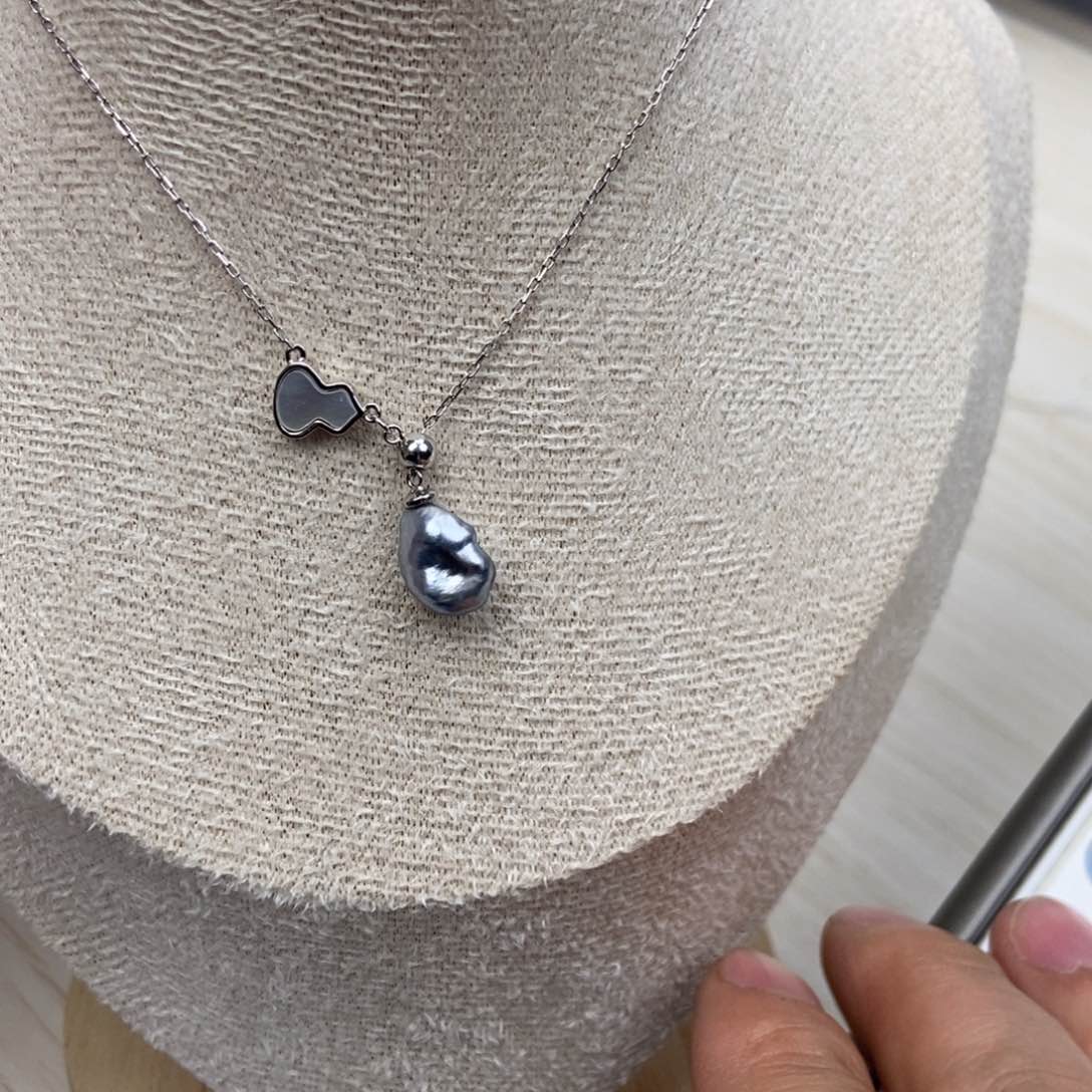 海水珍珠银S925镶嵌颈饰