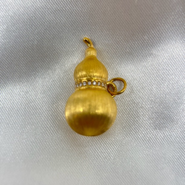 足金饰品/镶嵌合成锆石拉丝葫芦吊坠/2.12/1B121505-2.12/h