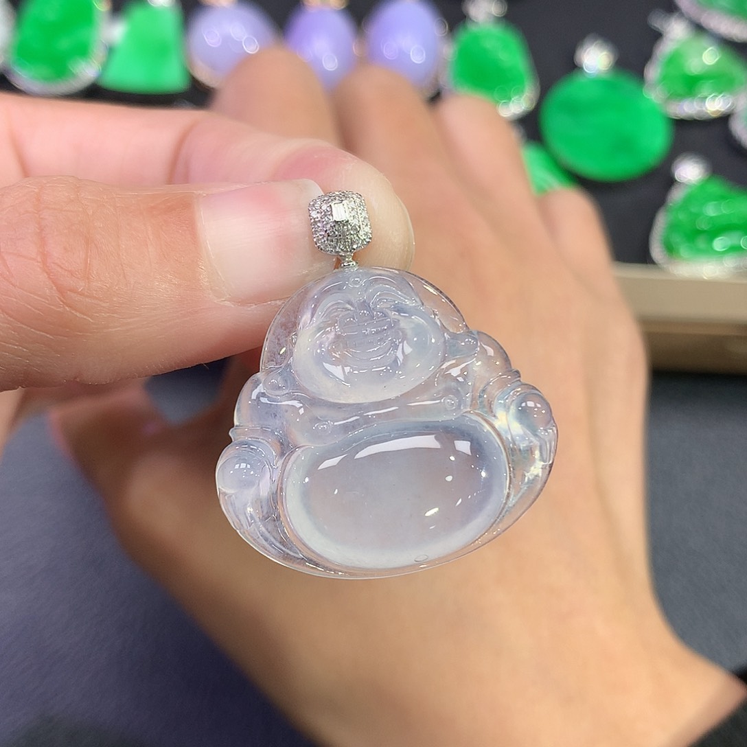 翡翠吊坠(赠链)18K金镶嵌