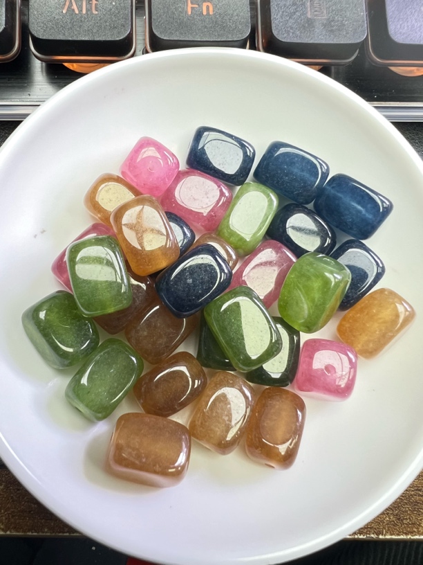 天然珠宝玉石  碧玺方糖Q279（卡12x8mm）  7颗（赠弹力绳）