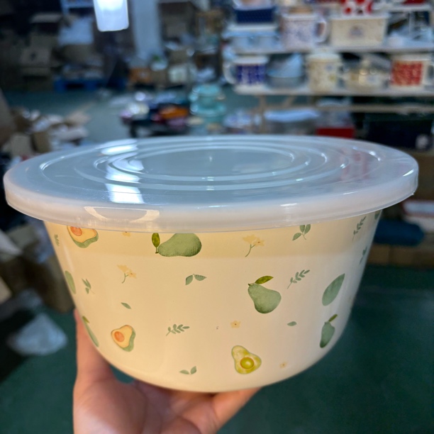 限定搪瓷耐热沙拉碗打蛋和面盆汤盆含盖大容量保鲜碗