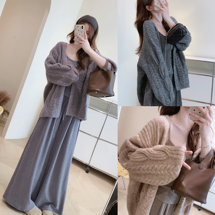 KG03 慵懒麻花重磅大开衫外套