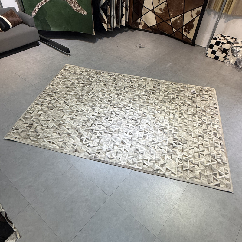 【178】直播秒杀特价200*300CM现货印度进口灰色手工牛皮毯