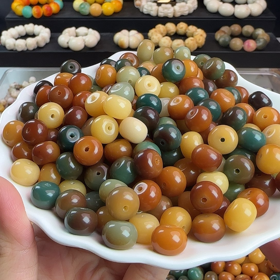 菩提根/象牙果手串瑕疵卡12唐三彩苹果150颗
