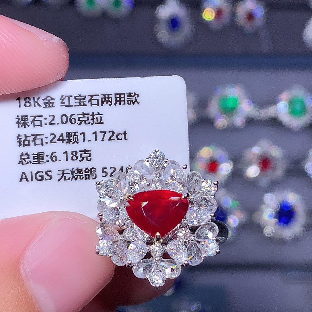 戒指红宝石18K金镶嵌