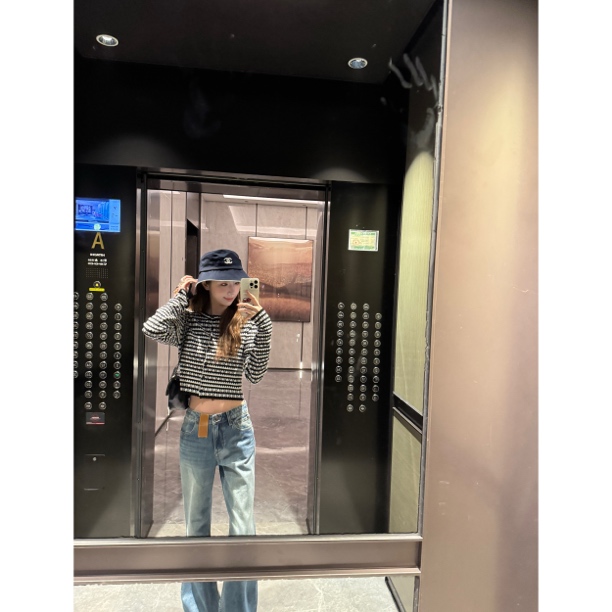 【Cikky定制】开叉牛仔夏季女冬季长裤提花毛衣显瘦短款长袖