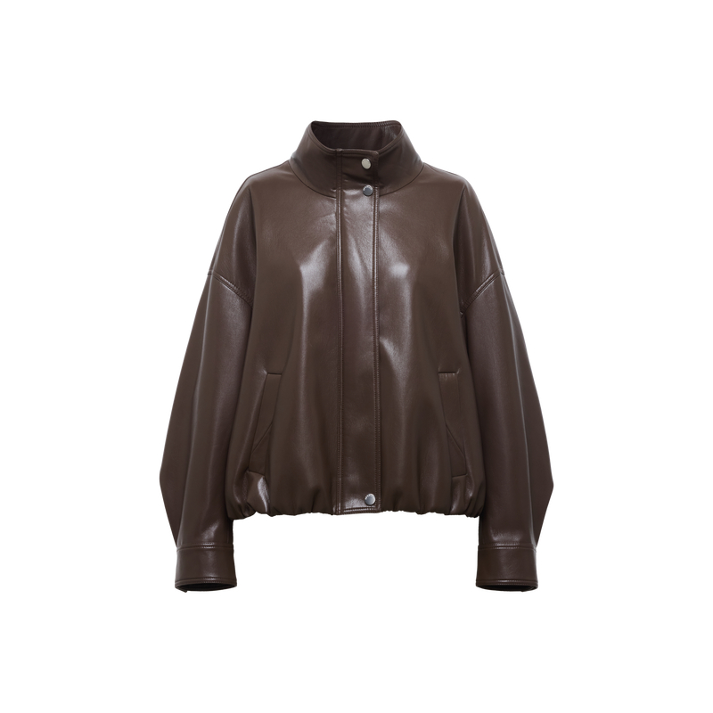 EP雅莹女装 复古哑光短款立领PU皮衣外套 2025秋冬新款1233A