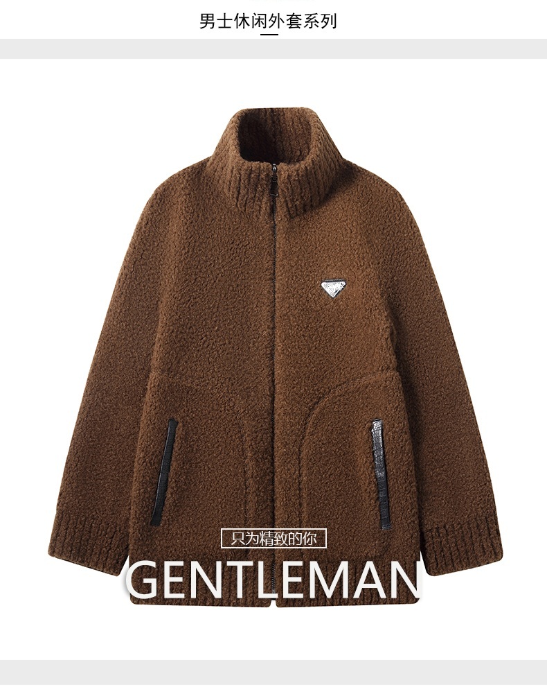 【加绒加厚高密度】Kai保暖双面穿冬新款男士立翻领羊毛夹克25088