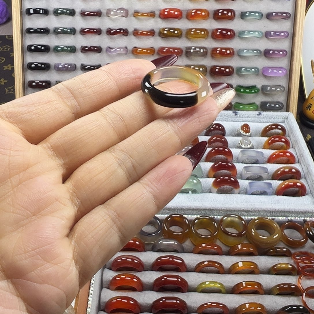 玛瑙/玉髓未镶嵌戒指A16不退换20.1港23+