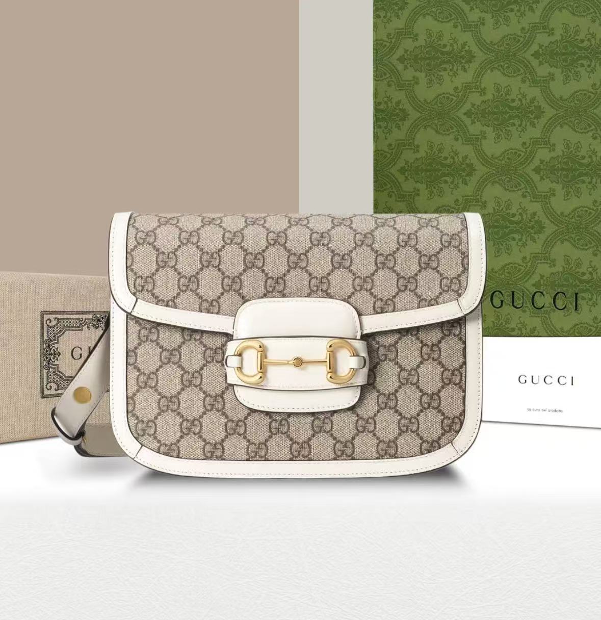 99新 GUCCI/古驰 1955马鞍包 /白色/单肩包/D店