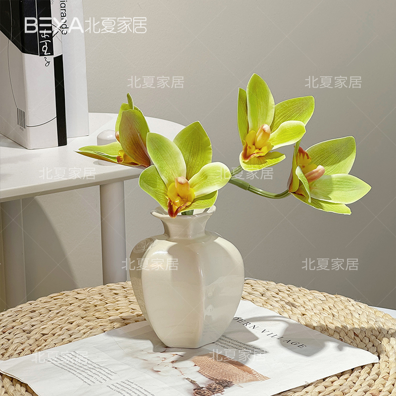 蕙兰蝴蝶兰仿真花束客厅餐桌假花摆件装饰花艺插花摆设