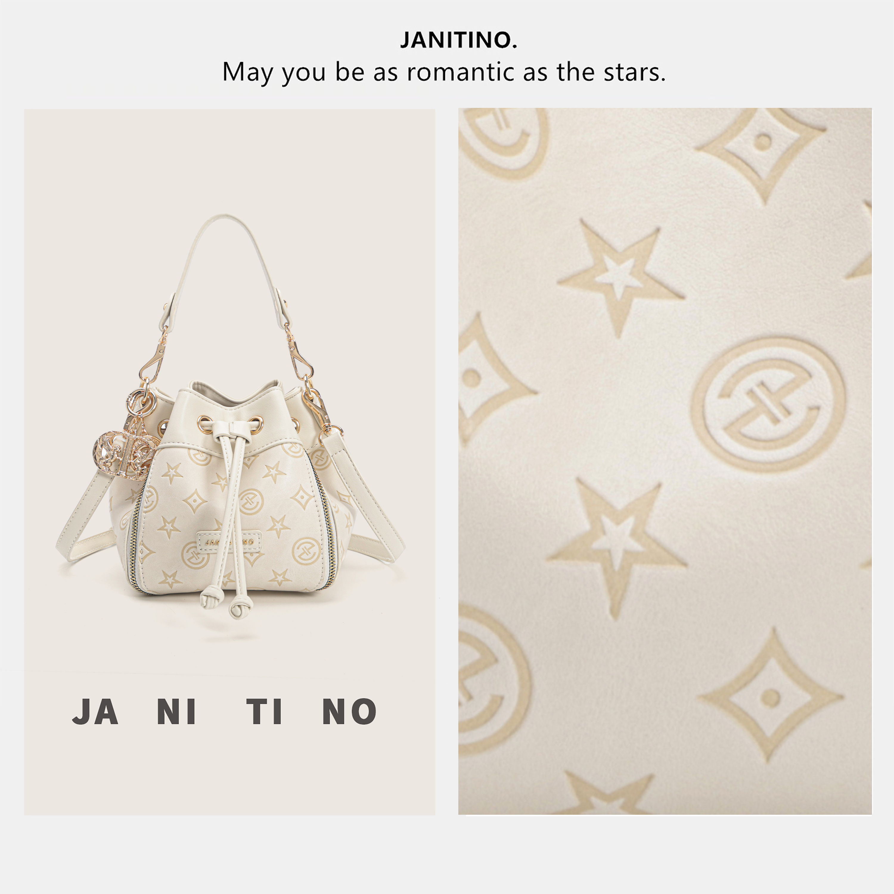 JANITINO/佳妮蒂诺姗姗家当季新款单肩包时尚手提包8624奶白