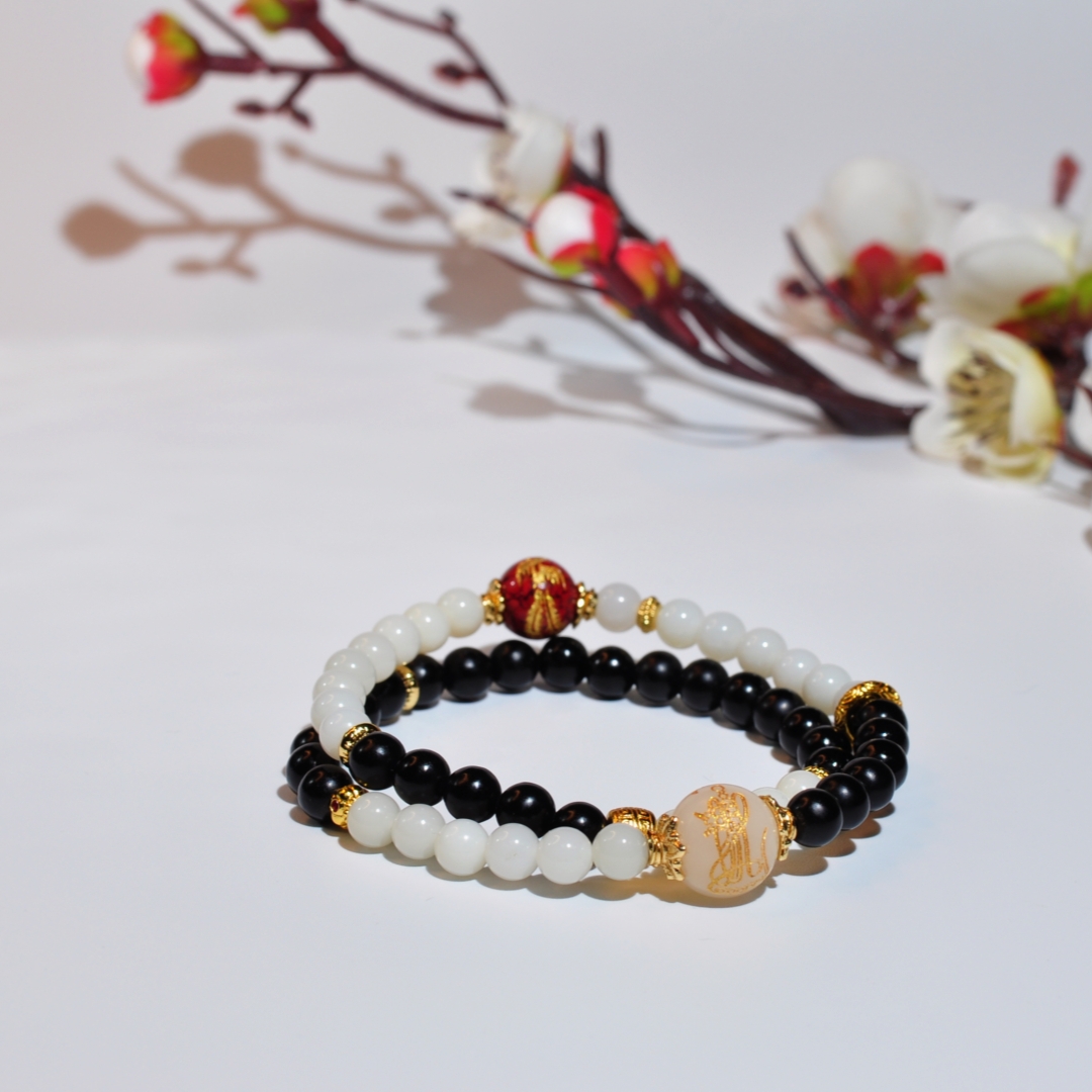 含辰砂工艺品【龙老板】六丁六甲朱砂圆珠双圈手串A2570072