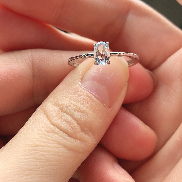 海蓝宝石戒圈银S925镶嵌