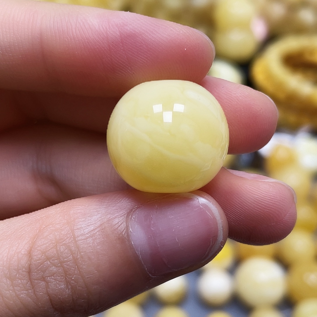 蜜蜡未镶嵌裸石18.8mm.瑕.苹果珠