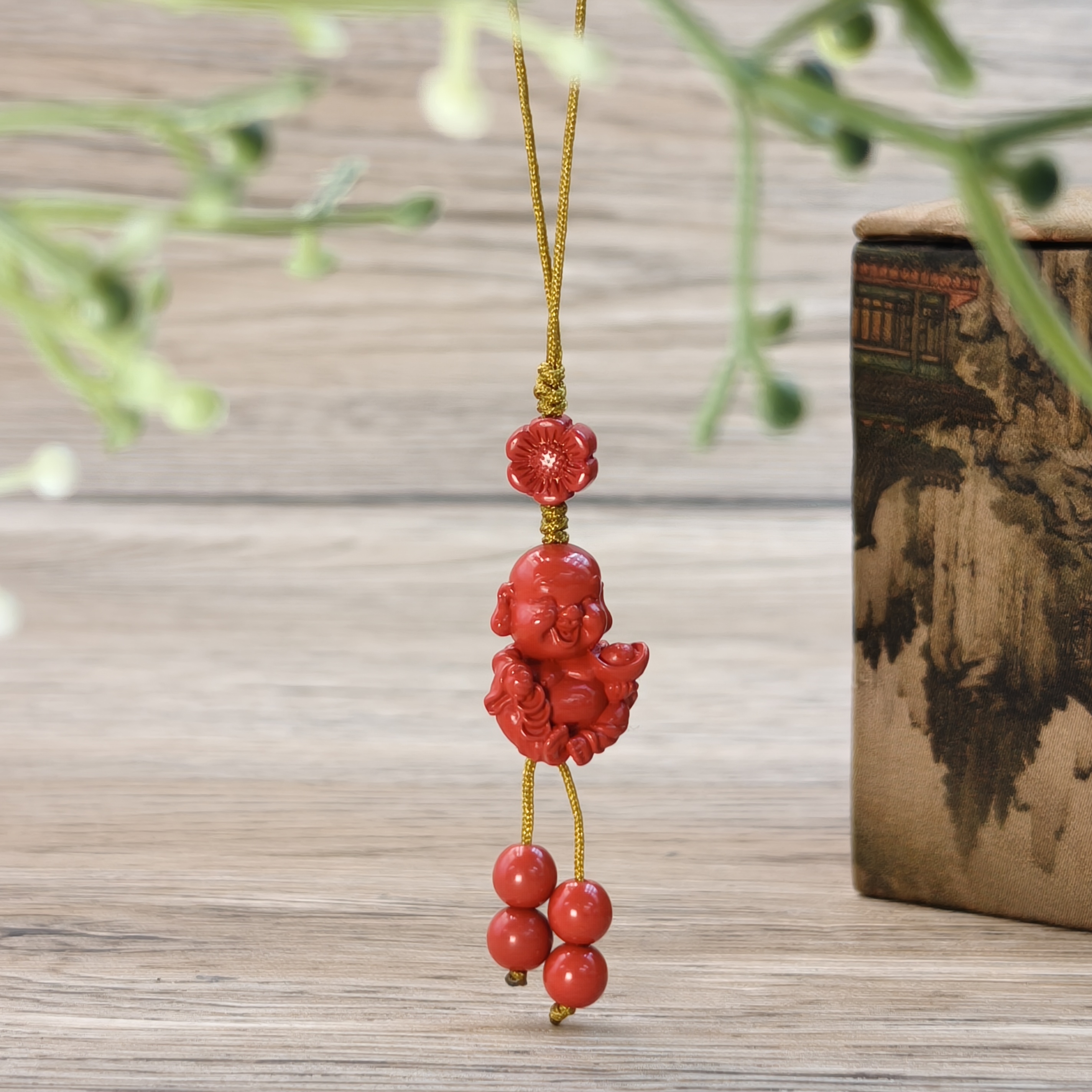 含辰砂工艺品【晟伊珠宝】朱砂送C童子挂件