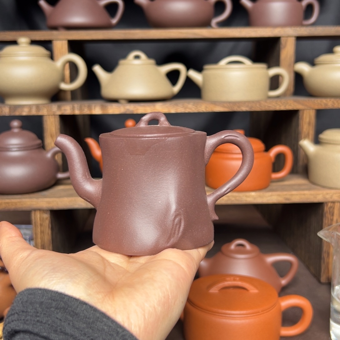 茶壶紫砂孤品紫泥树桩170毫升