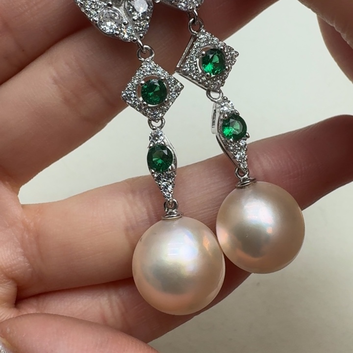 拼合珍珠（马贝珠）耳饰银S925镶嵌