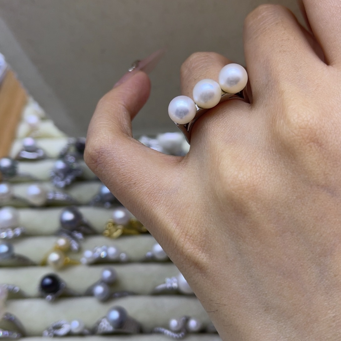 淡水珍珠戒指银S925镶嵌