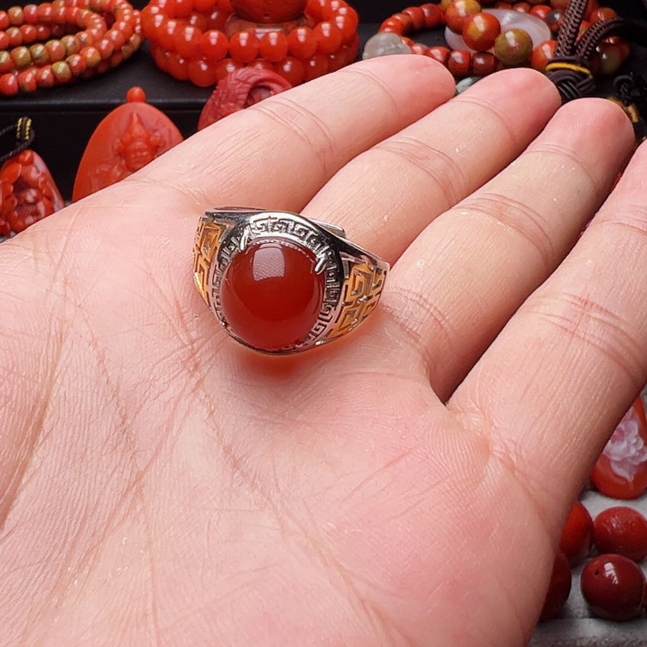 【闪购商品】南红玛瑙珠宝奇石银S925镶嵌