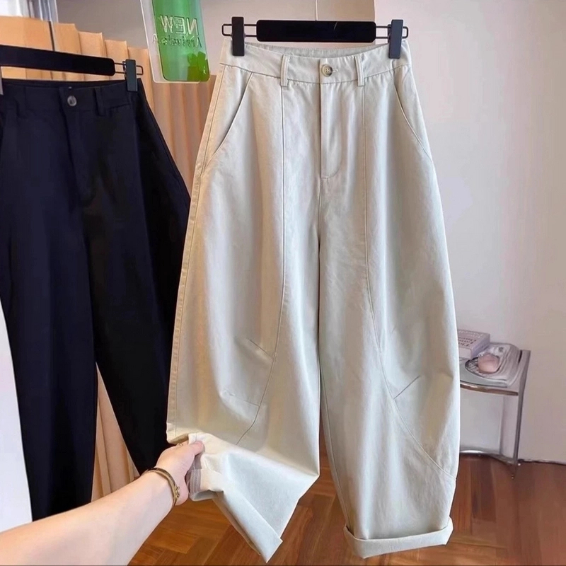 YT808韩国东大门百搭阔腿休闲弯刀裤女春秋宽松百搭镰刀裤