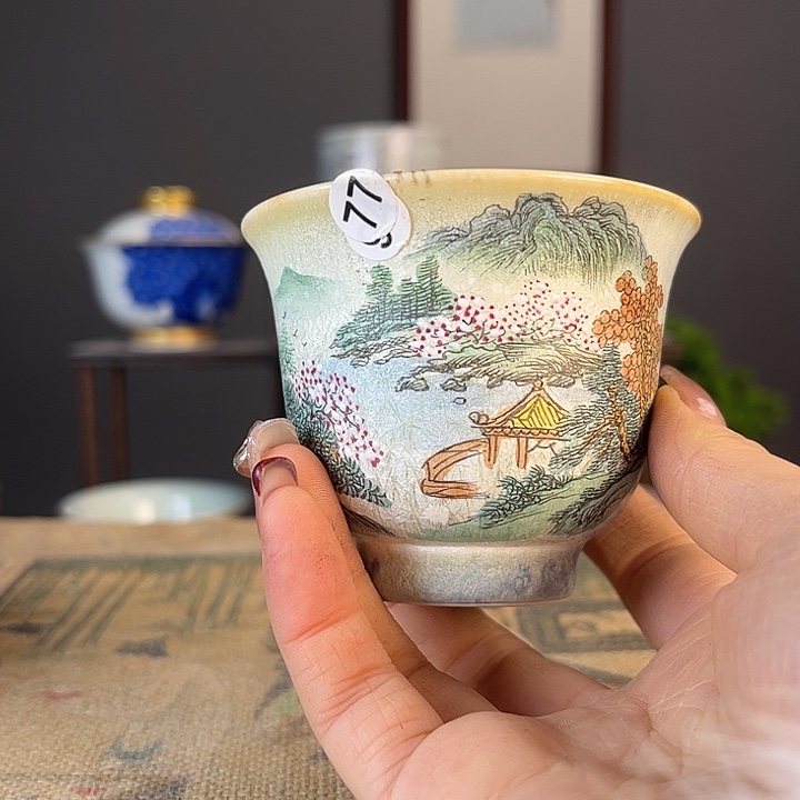 摆件景德柴烧茶杯多人