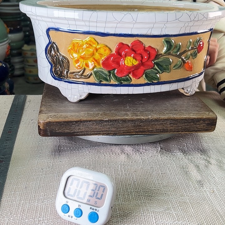 春***蚕泳坤堂石湾花盆陶瓷