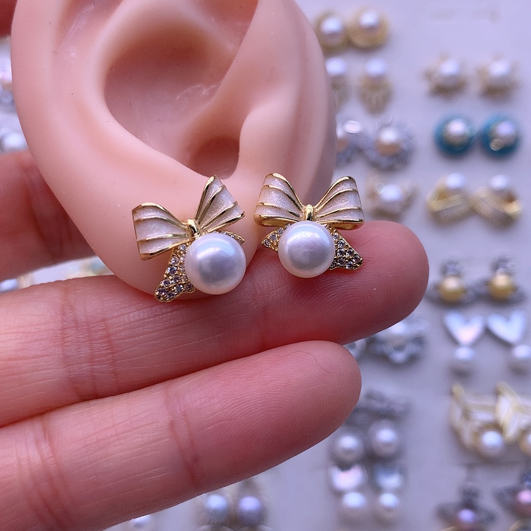 淡水珍珠耳饰合金