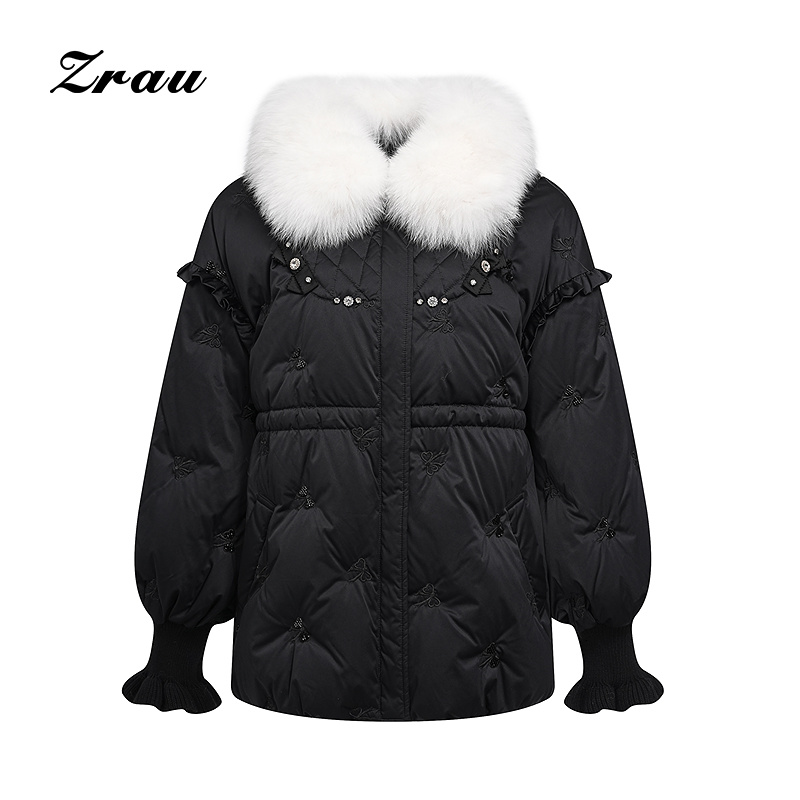 【小花专属】ZRAU百搭气质通勤保暖翻领毛领羽绒服外套Z1244Y0012