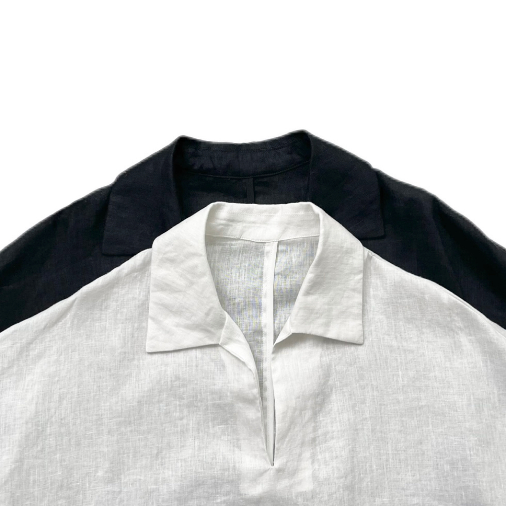 Loosen Up【小时光】进口纯亚麻慵懒松弛感翻领宽松透气短袖衬衫