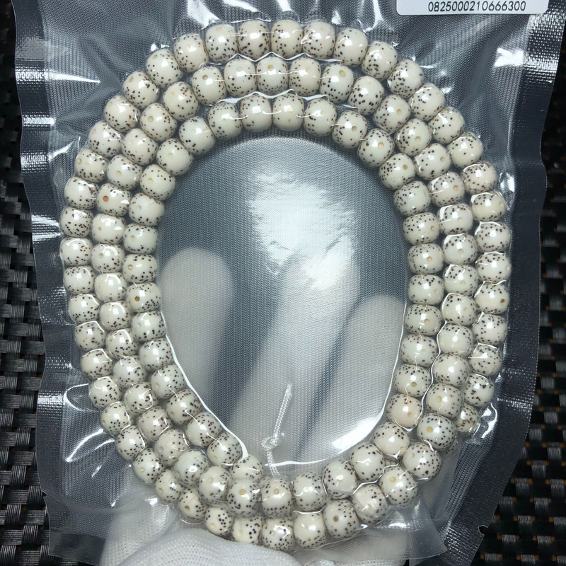 麦菩提珠串一物一拍2号精挑头条SSS级9×8原脂白老型大留白120颗