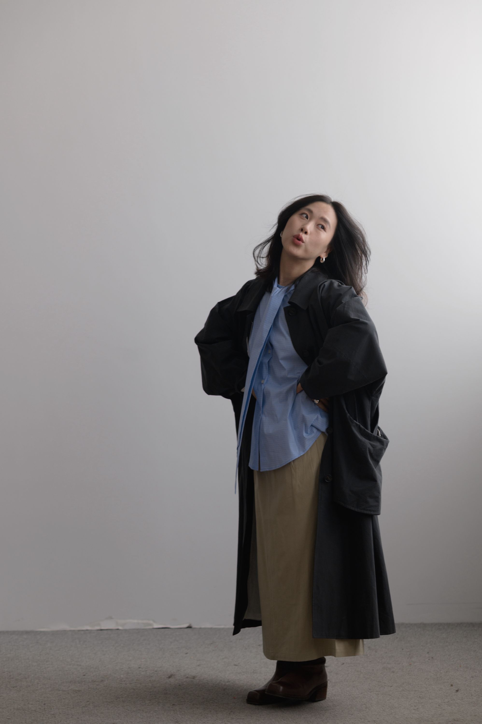 乐子衣橱314-351简约复古百搭气质宽松风衣