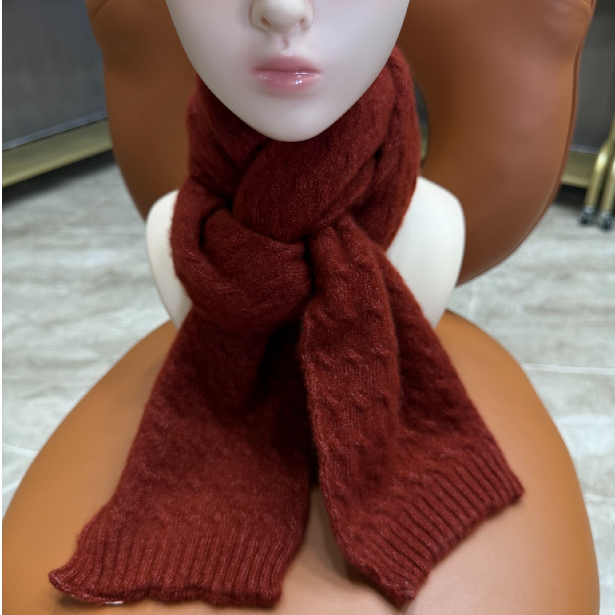 【康宝莱】75皇家山羊绒+25白厂桑蚕丝 双层针织围巾保暖围脖145*15