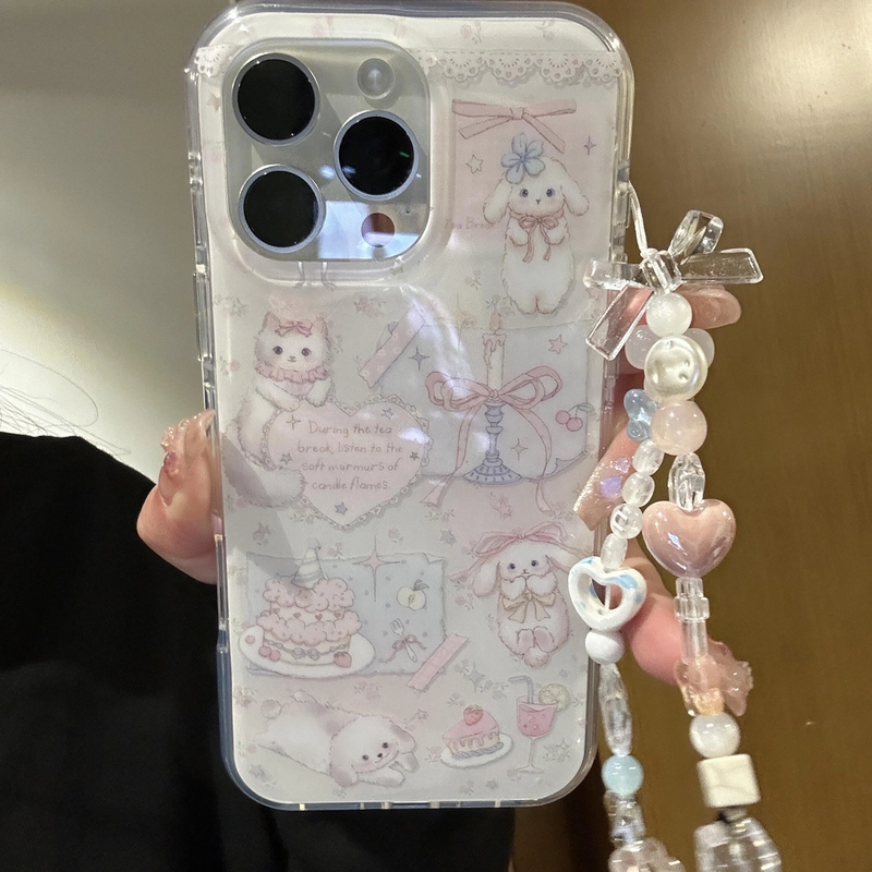 甜美烛台蝴蝶结猫咪适用于苹果16promax手机壳iphone15/14/13少女