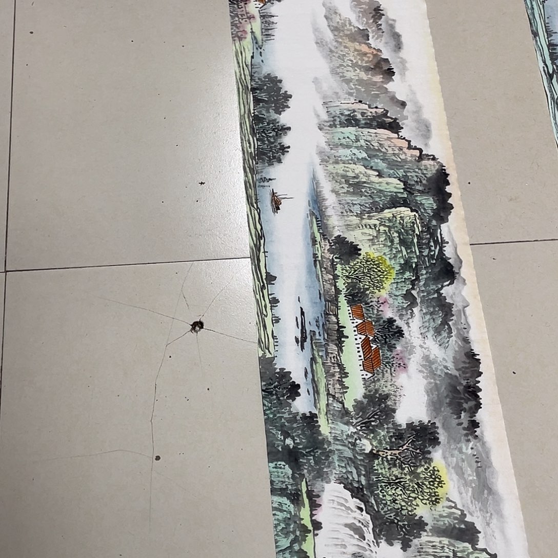 笑***风国画四尺对开画芯 捡漏