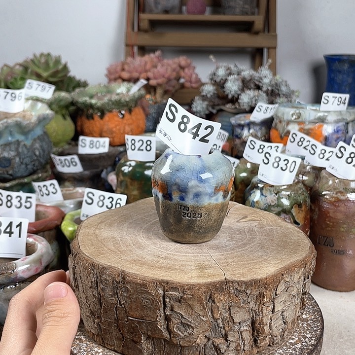 紫砂花盆孤品 不规则保龄球 内口2.5