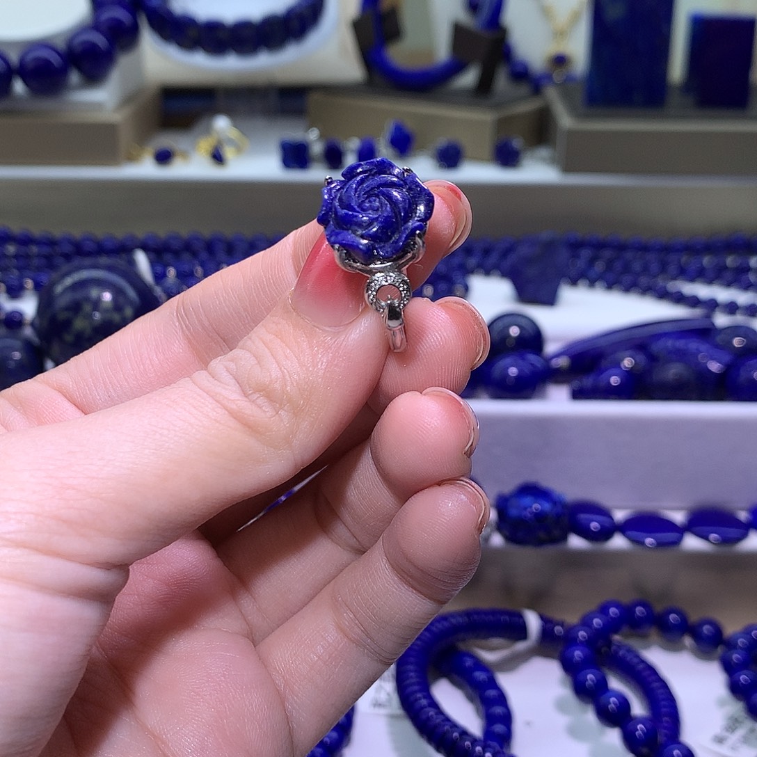 青金石合金天然原矿戒指