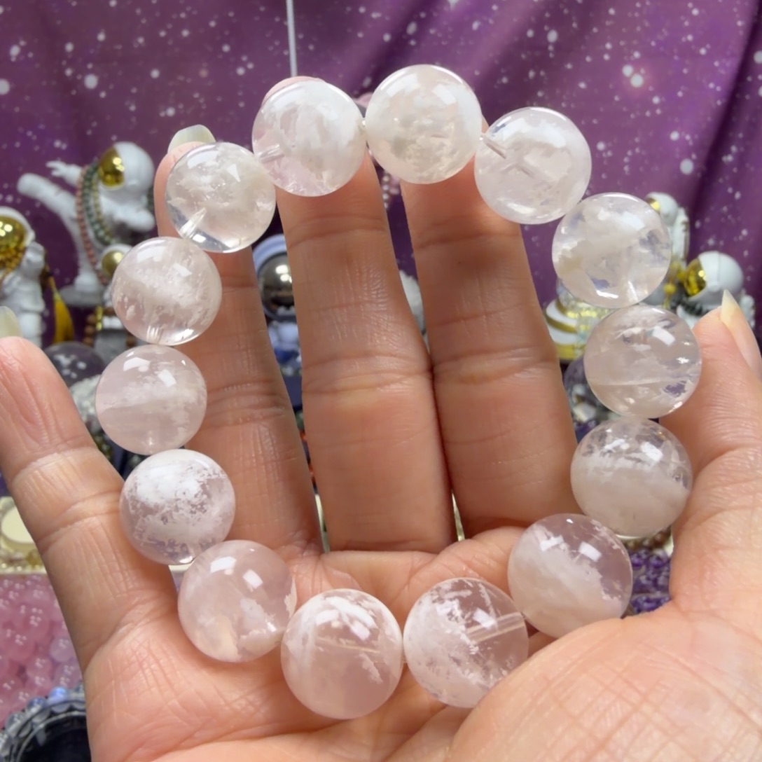 水晶未镶嵌手串粉霜发水晶手串