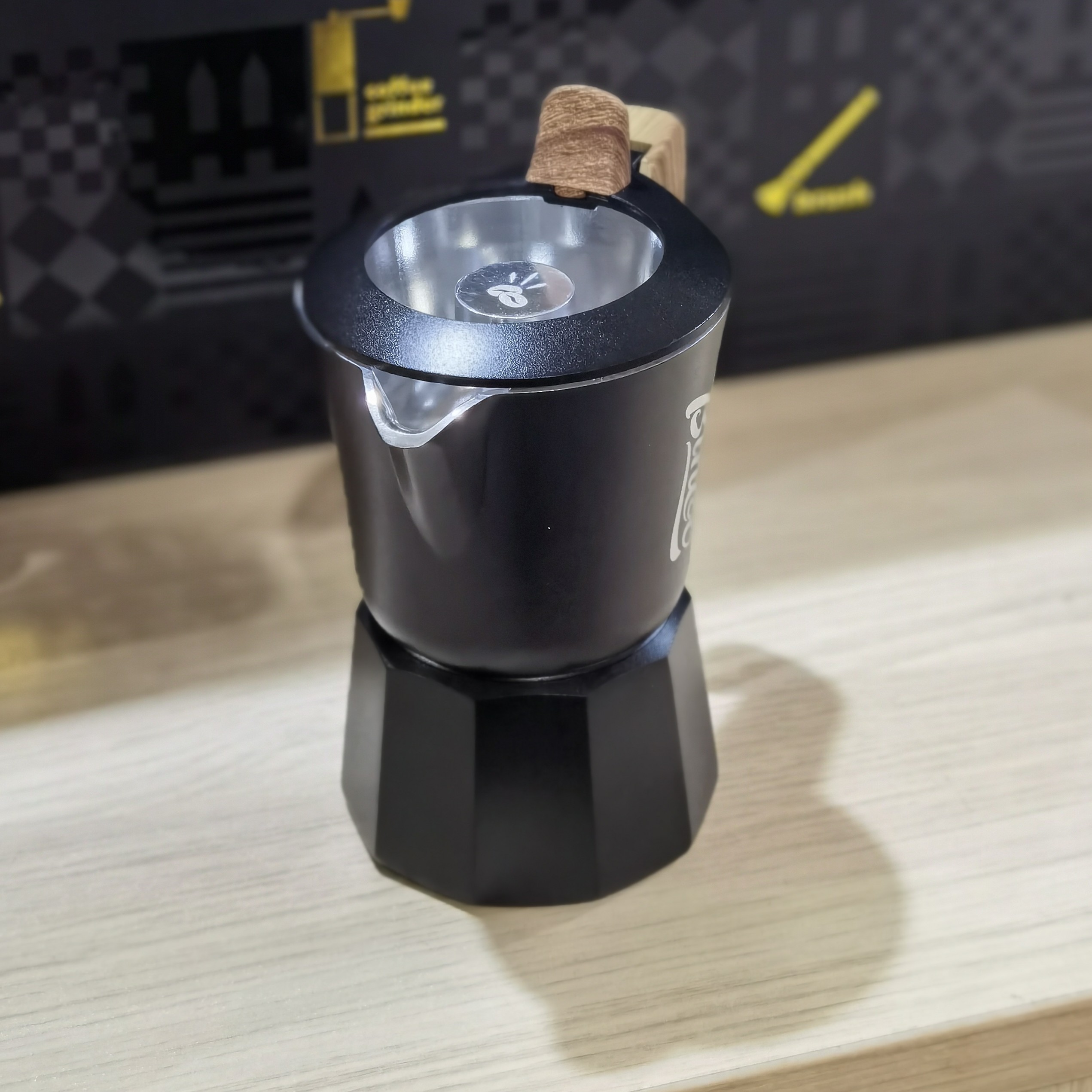 黑色新款四代双阀摩卡壶镂空盖意式浓缩咖啡器具