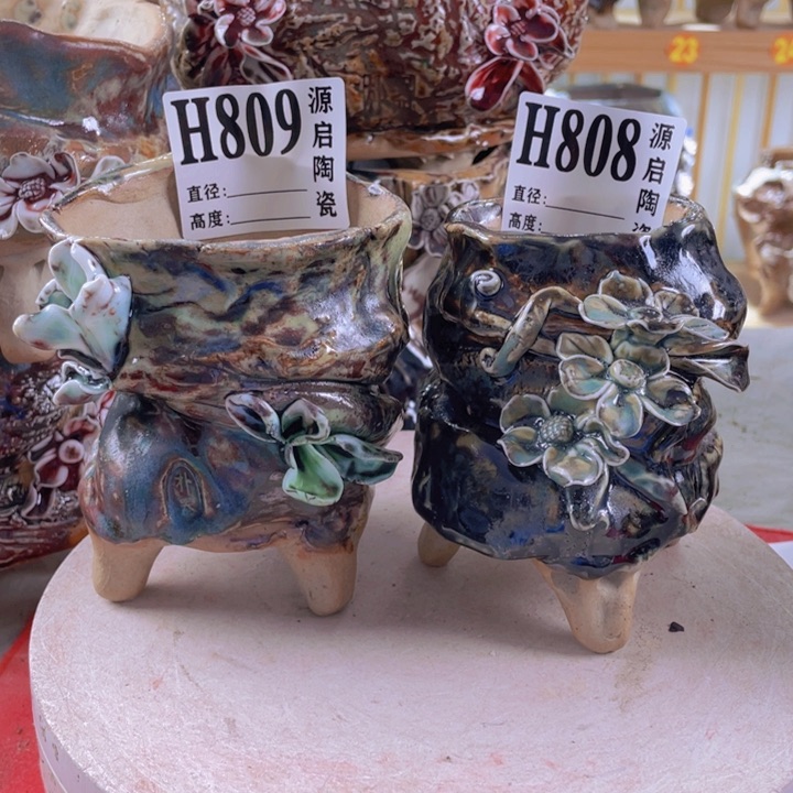 紫砂花盆景德镇陶瓷808-809