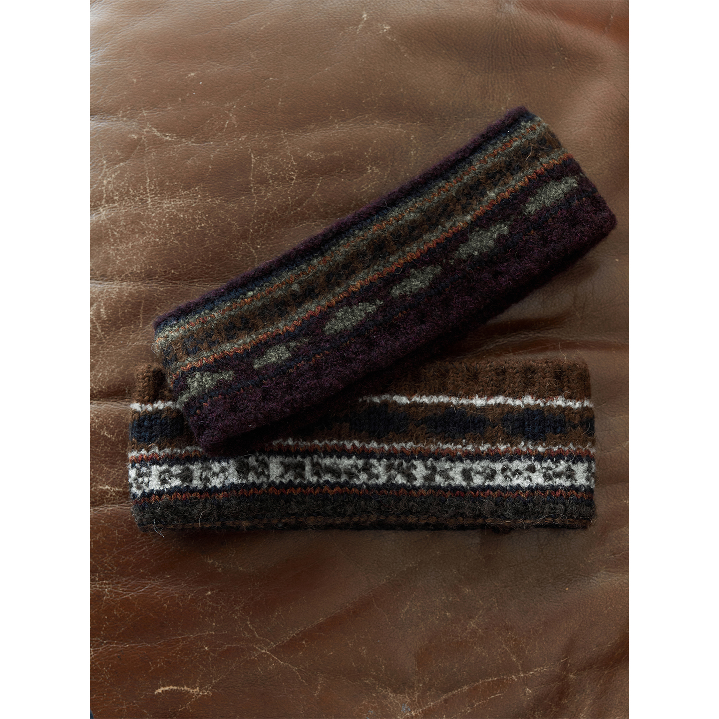 RandomPiece25冬新品 圈圈纱羊毛混纺费尔岛提花宽边针织弹性发带