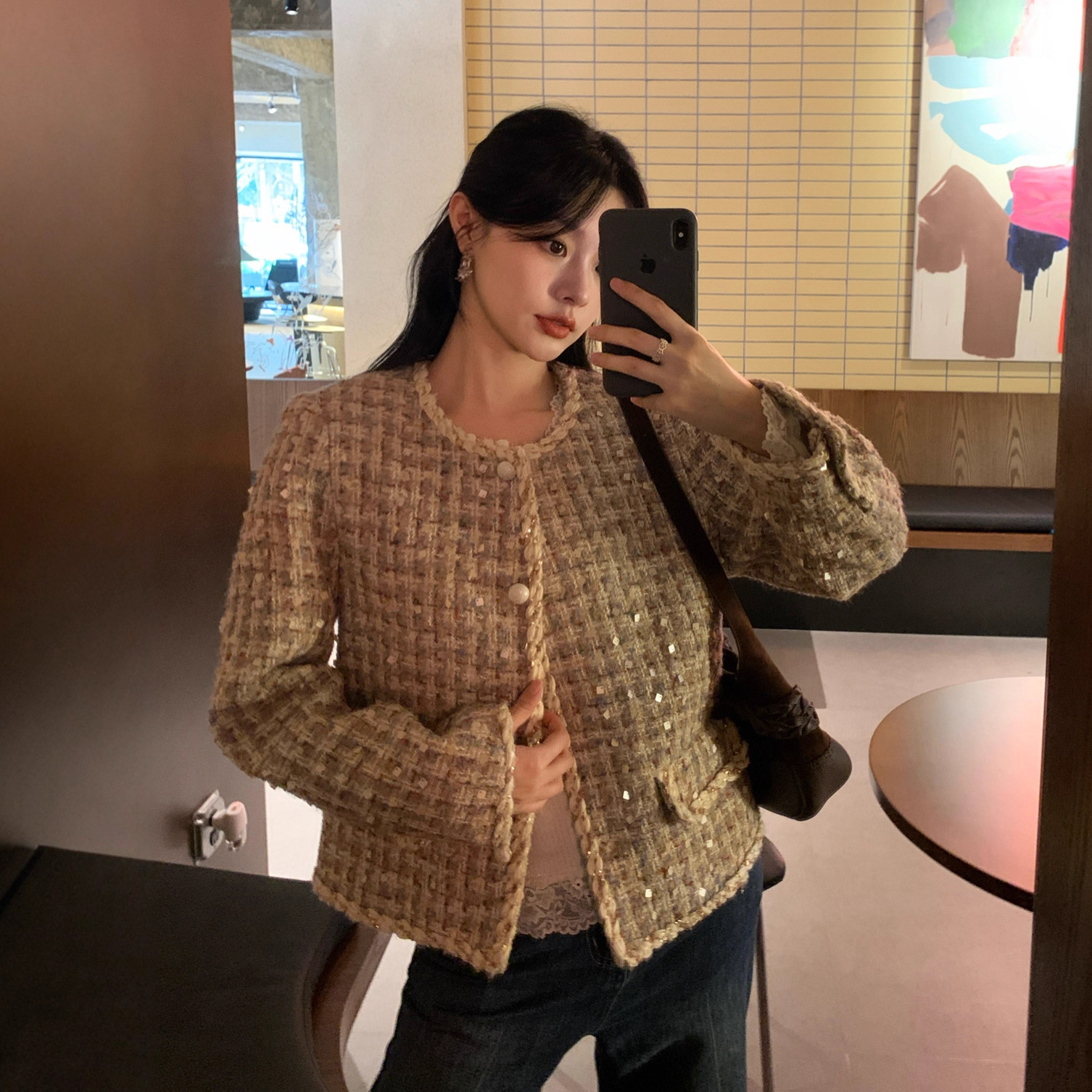 十三行25冬财阀千金粗花呢亮片麻花小香风短外套女F6779