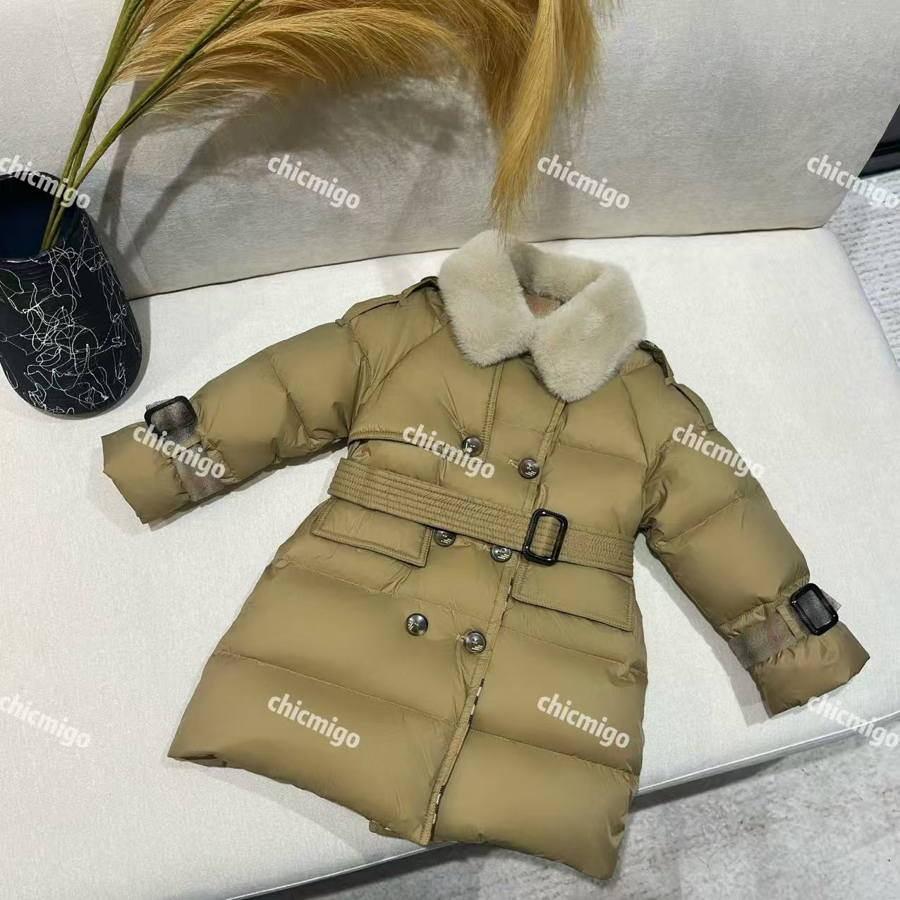 【Chicmigo高定童装】秋冬新款高定毛领保暖新国标90白鸭绒羽绒服