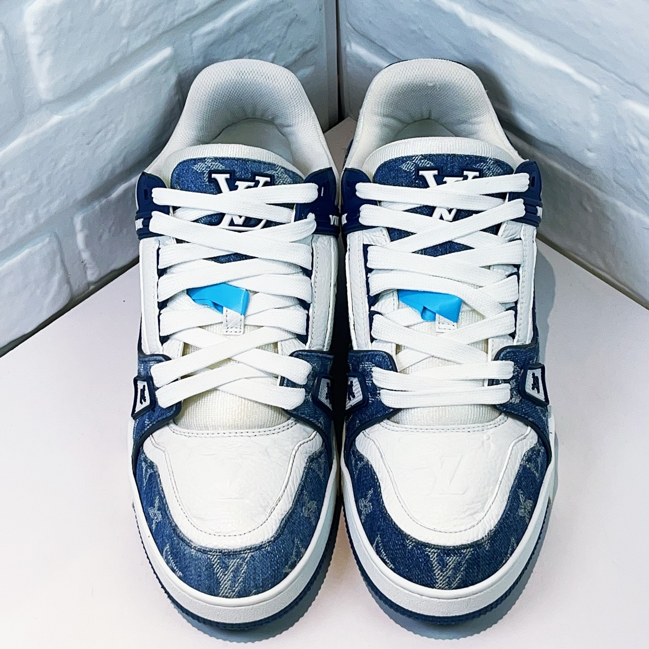 95新 LouisVuitton/路易威登 trainer白蓝牛仔欧码8.5码42.5码