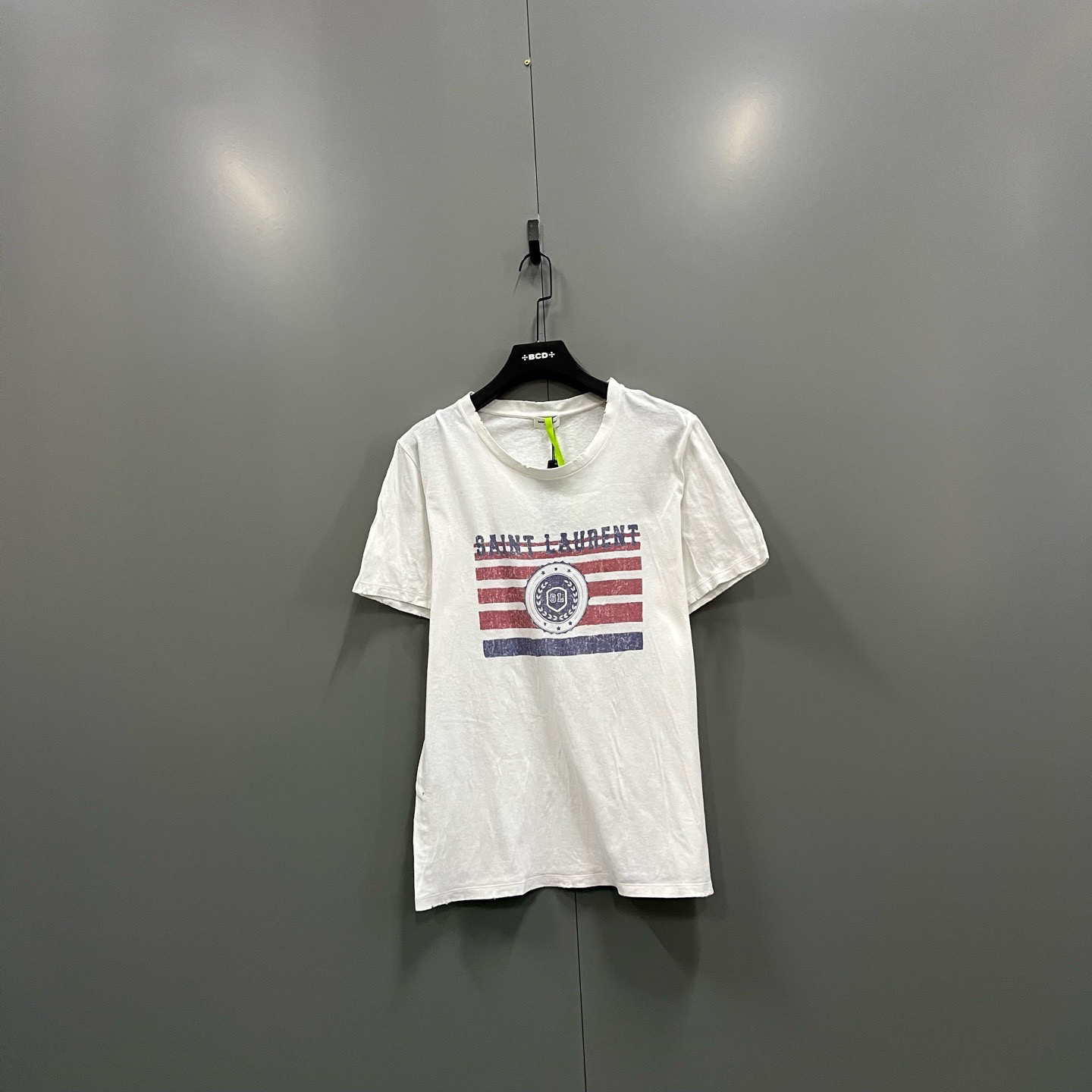 95新 YSL/圣罗兰 （ll） 608714  slp 白色印花logo短袖 M码 