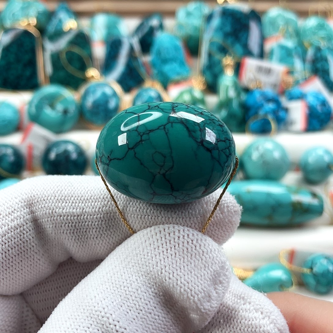 绿松石未镶嵌车挂直径21.5