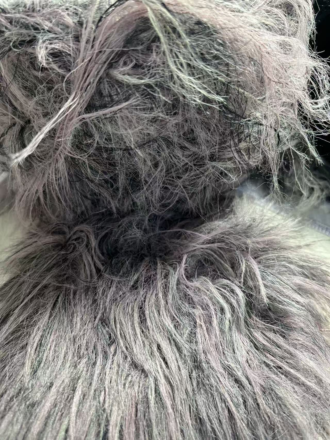 大衣黑色手混线DIY仿貂绒长毛线手工500g